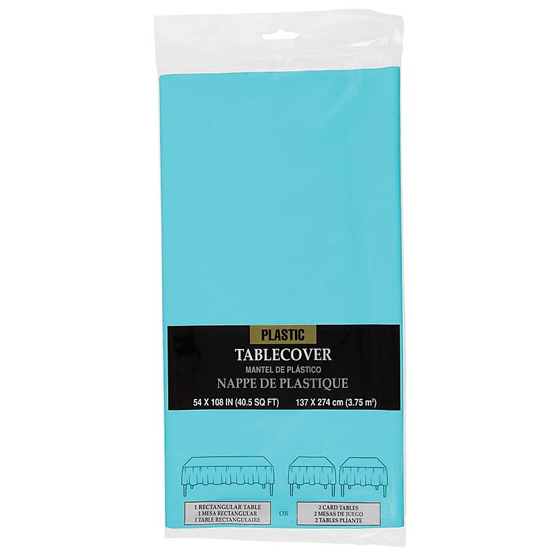 JAM Paper® Plastic Table Cover, 54 x 108 Inches, Sea Blue Tablecloth, Sold Individually (291423363) image 1