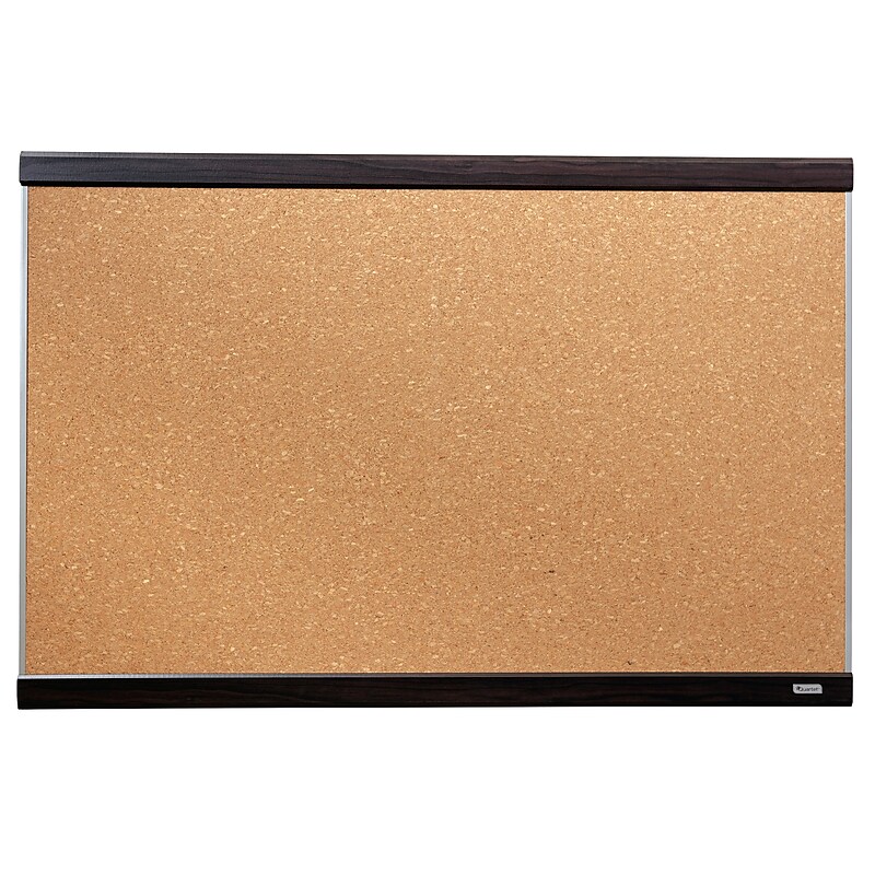 Quartet Cork Bulletin Board, Mahogany Finish and Aluminum Frame, 2'H x 3'W (ELANB2436A) image 1