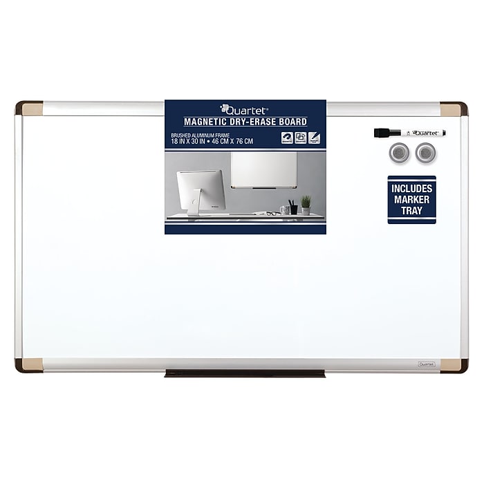 Quartet Magnetic Dry-Erase Whiteboard, Aluminum Frame, 2 1/2'W x 1