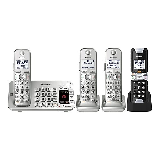 Shop Staples for Panasonic KXTGE484S2 4 Handset Corded Telephone, Silver