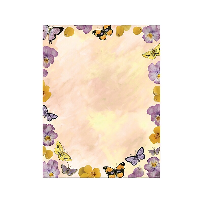 Geographics Butterflies and Pansies Everyday Letterhead, Multicolor, 100/Pack (47544) image 1