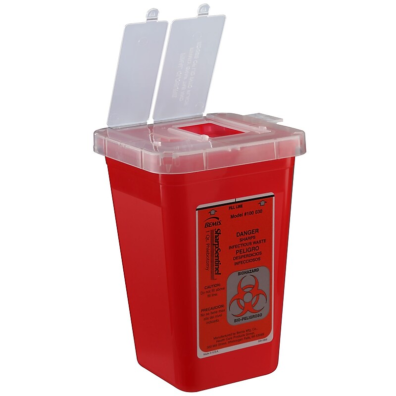 Bemis Phlebotomy Container, 1 Quart, Red, 100/Box (100030-100) image 1
