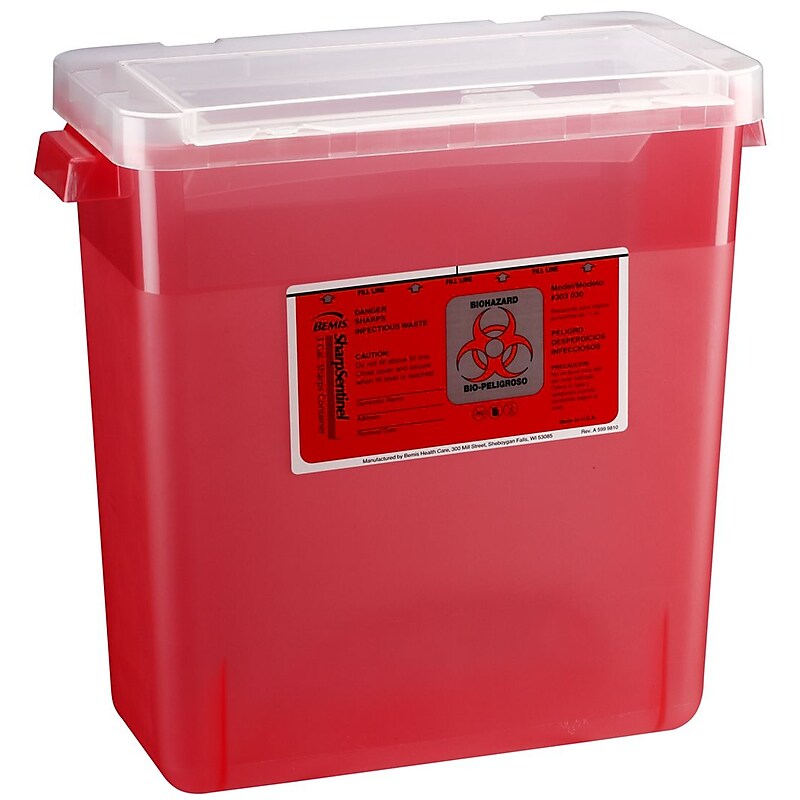 Bemis Sharps Container, 3 Gallon, Red, 12/Pack (303030-12) image 1