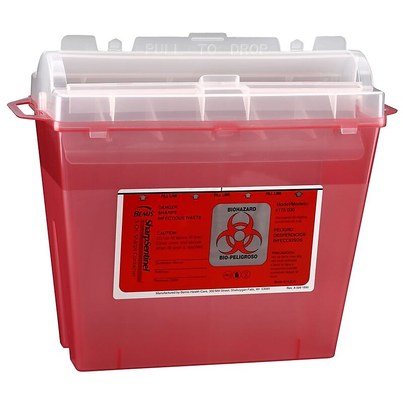 Bemis Sharps Container, 5 Quart, Red, 32/Box (175030-32) image 1