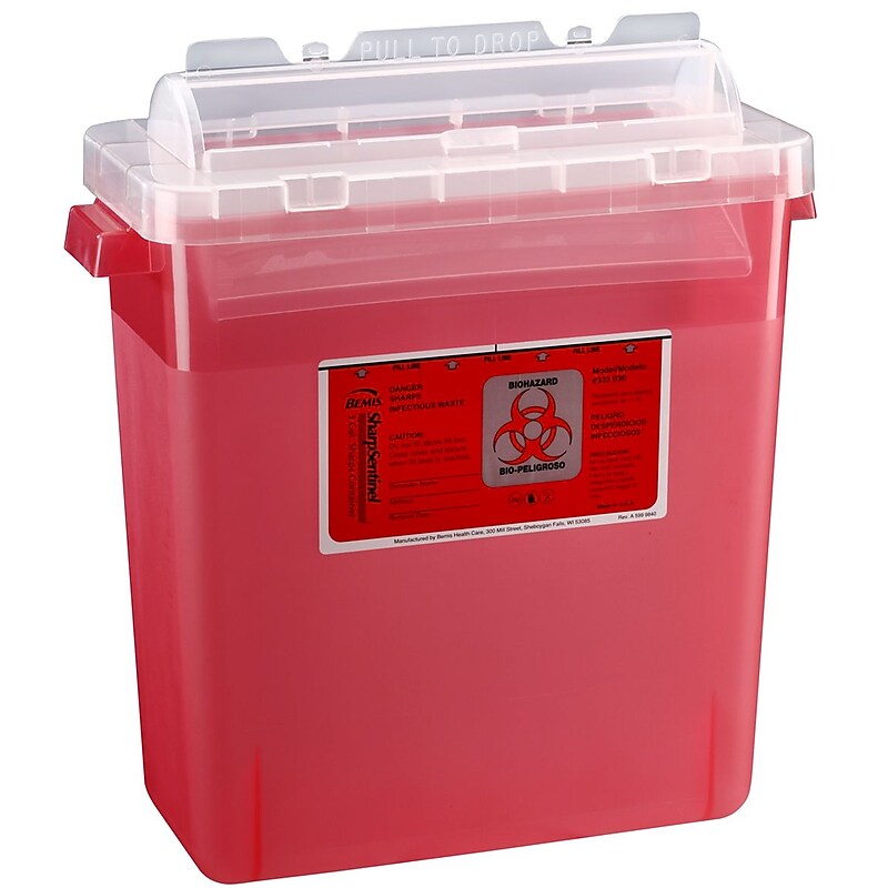 Bemis Sharps Container, 3 Gallon, Red, 12/Pack (333030-12) image 1