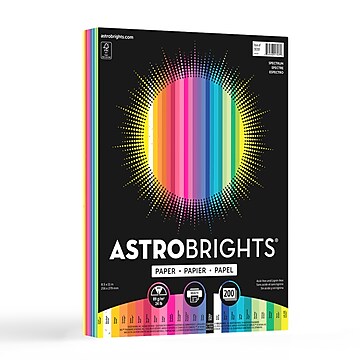 Astrobrights Colored Paper, 24 lbs., 8.5" x 11", Spectrum Assortment, 200 Sheets/Pack (91397)