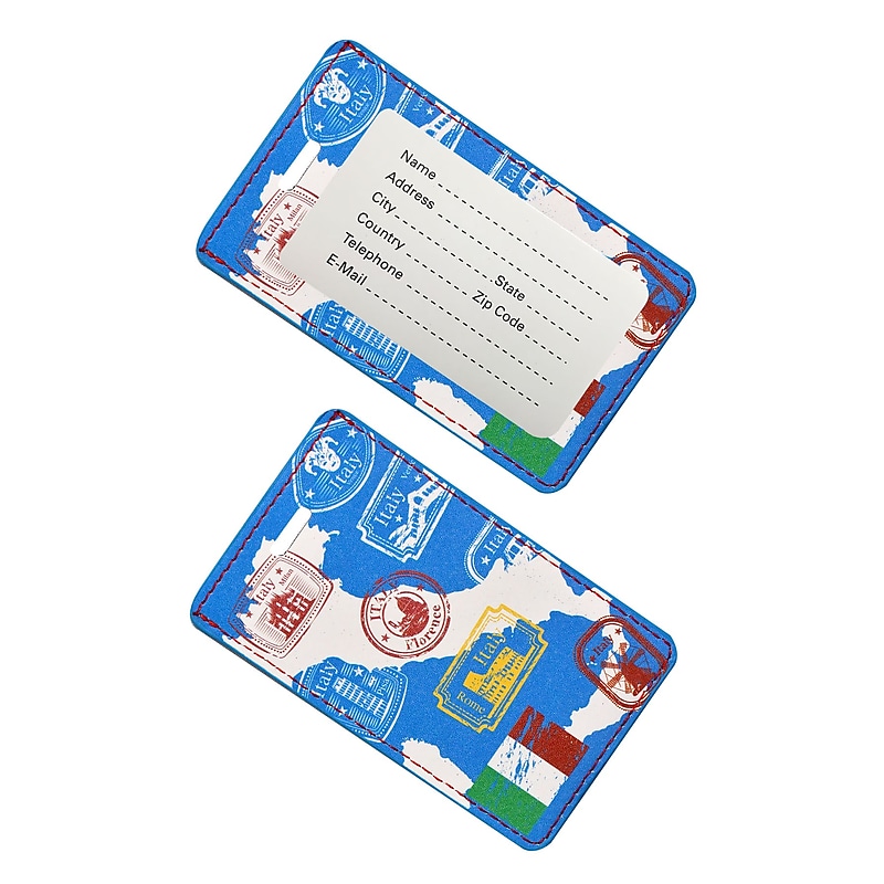 Go Green Power Travergo Map of Italy Luggage Tag, Blue (TR1276) image 1