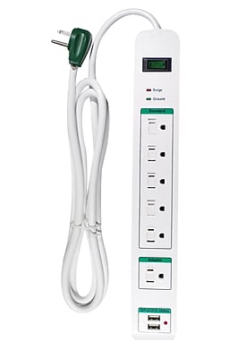 GoGreen Power 6-Outlet 2-USB Port Surge Protector, 6′, White (GG-16326USB) Sansujyuku sansujyuku.com