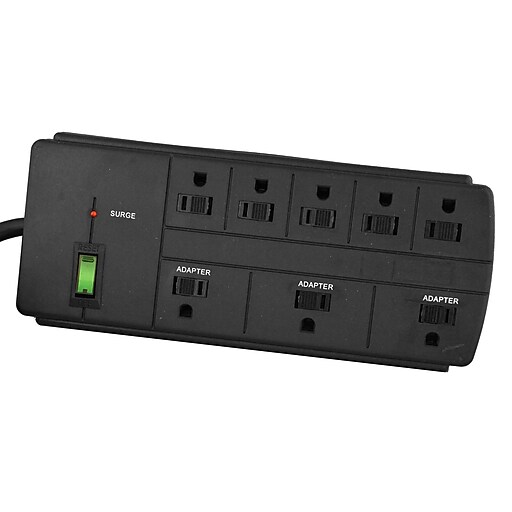 GoGreen Power 8 Outlet Surge Protector, 6' cord, Black (GG18316BK