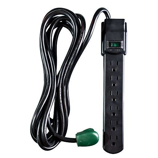 GoGreen Power 6 Outlet Surge Protectors, 6' Cord, Black (GG16106MSBK