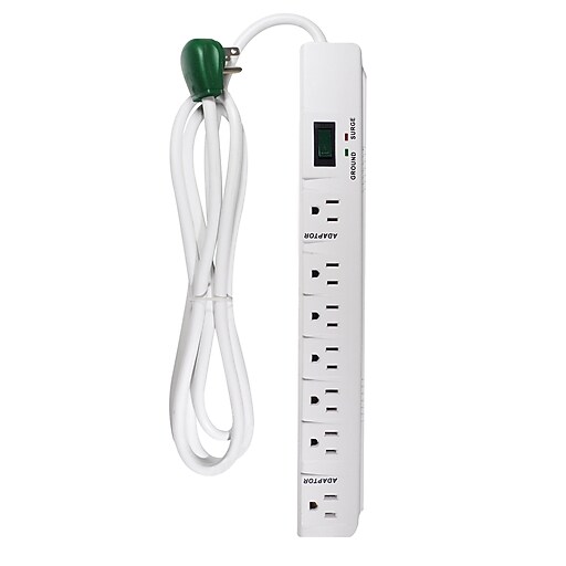 GoGreen Power 6' Metal Surge Protector, 7 Outlets, White (GG17636