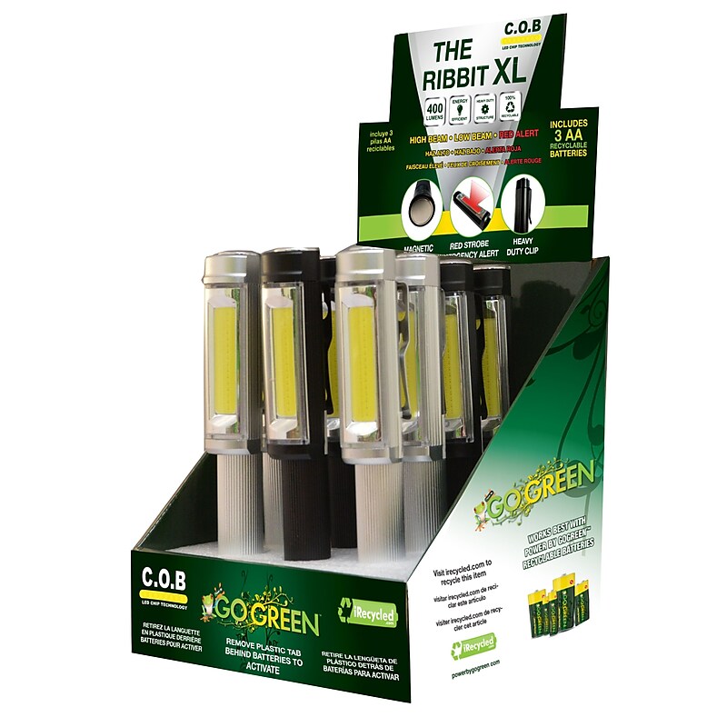 GoGreen Power Ribbit XL Aluminum Pocket Flashlight Display, Assorted Colors (GG-113-RXLDISP) image 1