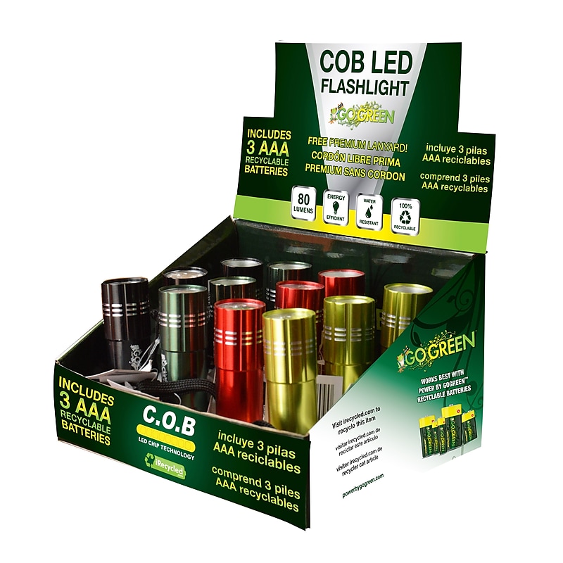 GoGreen Power COB LED Flashlight Display, Assorted Colors (GG-113-COBD12) image 1