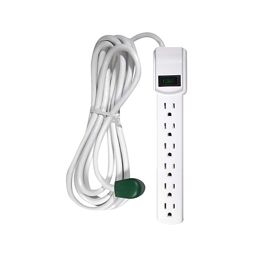 GoGreen Power 6 Outlet Surge Protector, 12' cord, White (GG16103M12