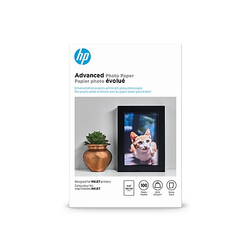 HP Advanced Glossy Photo Paper, 4" x 6", 100 Sheet/Pack (Q6638A) Staples