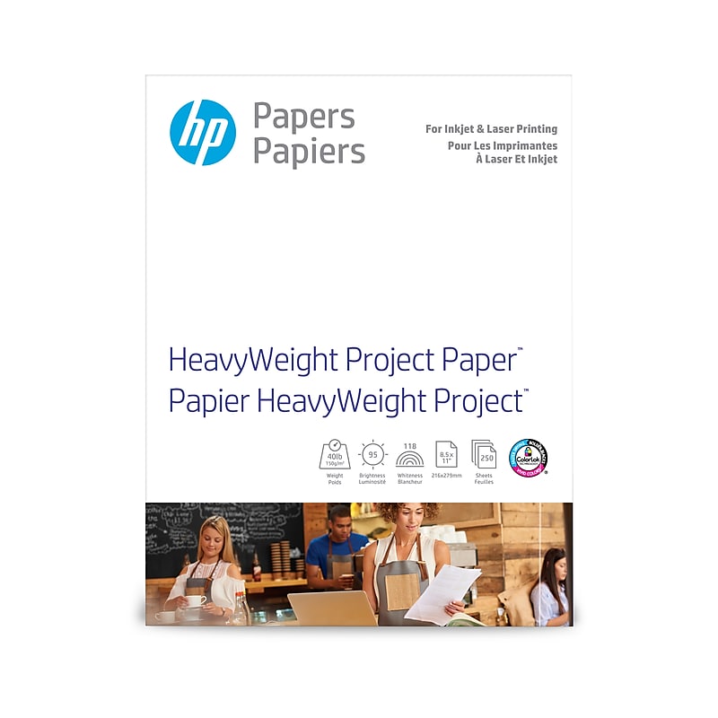 HP HeavyWeight 8.5" x 11" Multipurpose Paper, 40 lbs., 95 Brightness, 250 sheets (Z4R14A) image 1