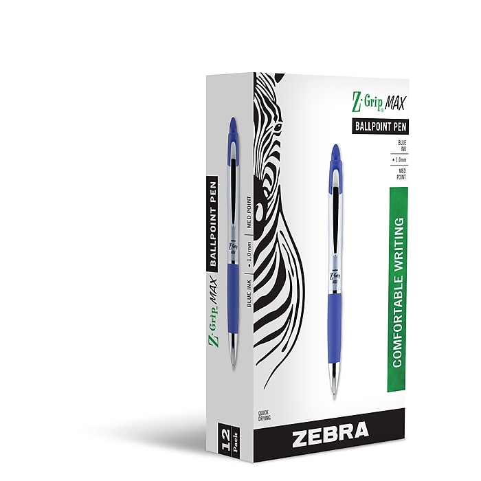 Zebra Z-Grip Max Retractable Ballpoint Pen, Medium Point, 1.0mm