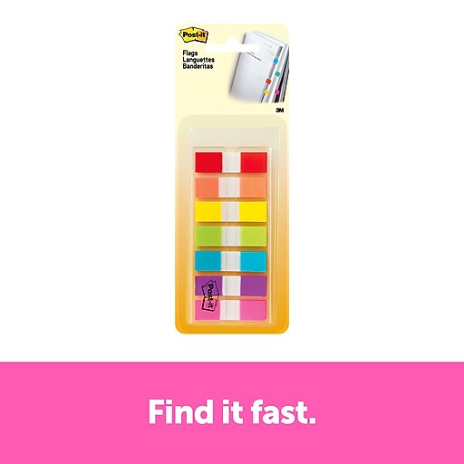 Postit® Flags, Assorted Colors, 1/2", 190 flags/pack (6837CF) at Staples