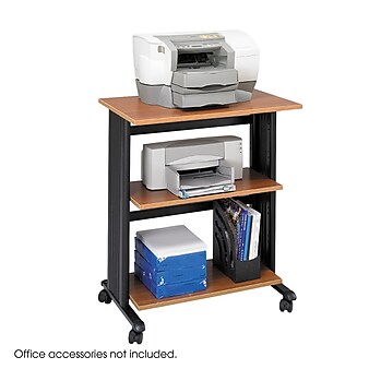 Safco Muv 3-Shelf Melamine Mobile Utility Cart with Lockable Wheels, Medium Oak (1881MO)
