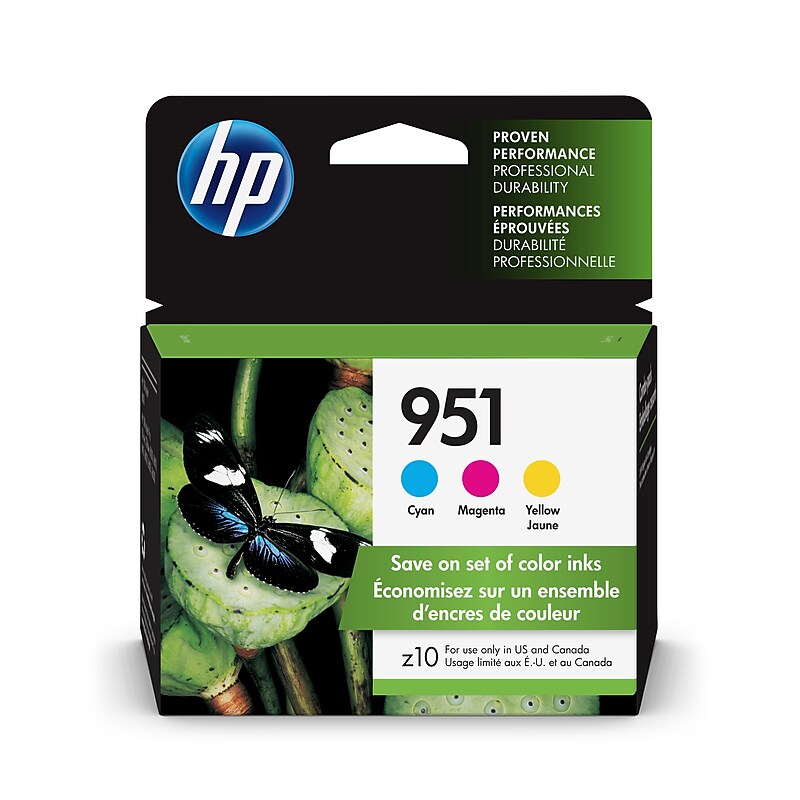 HP 951 Cyan/Magenta/Yellow Standard Yield Ink Cartridge, 3/Pack (CR314FN#140) image 1
