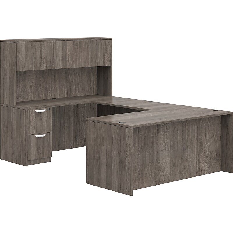 Offices To Go Superior 71" U-Shaped Desk with Hutch, Artisan Gray (TDOTG2-AGL) image 1