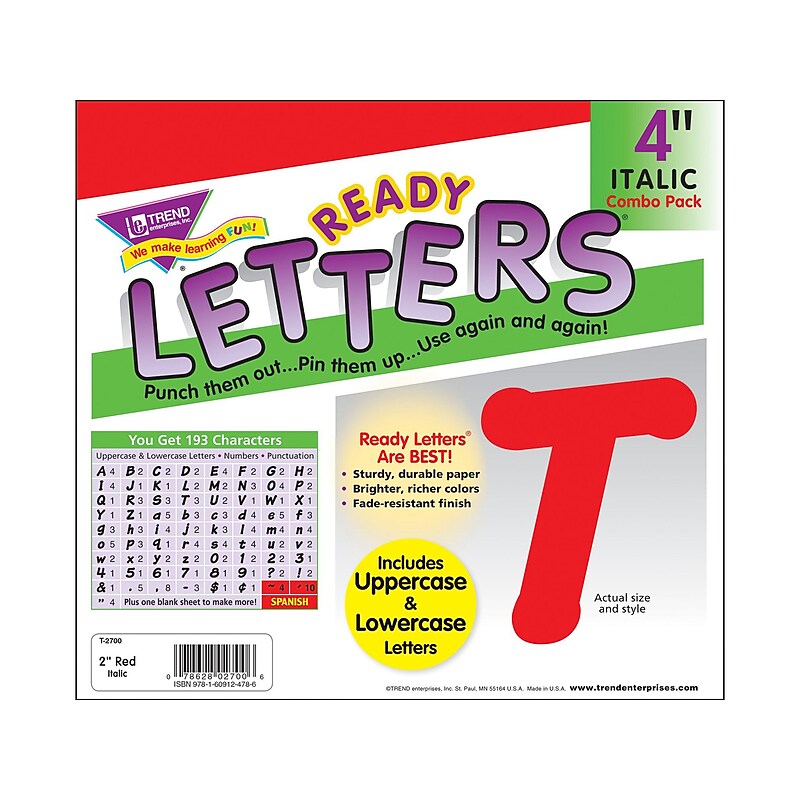 TREND enterprises, Inc. Ready Letters Multi-Themed Letters and Numbers, Red 194/Pack image 1