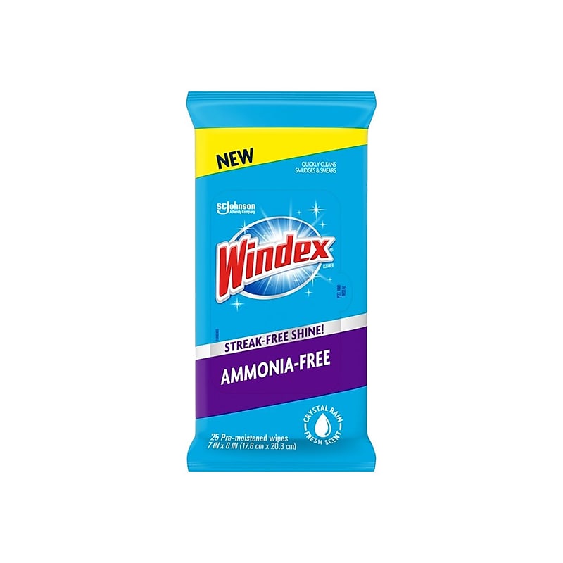 Windex Glass & Surface Cleaner Wipes, Crystal Rain Fresh, 25/Pack (314277) image 1
