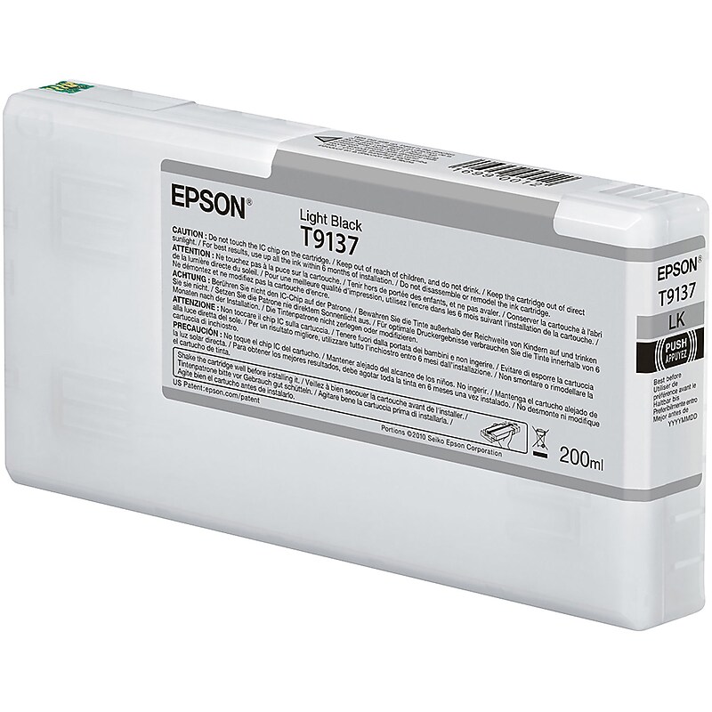 Epson T913 Light Black Standard Yield Ink Cartridge (T913700) image 1
