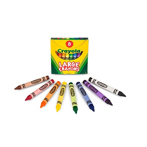 Crayola Crayons, Large Size, Assorted Colors, 8/Box (520080) Staples