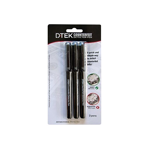 CONTROLTEK DTEK Counterfeit Pen, Black, 3/Pack (560191) Staples