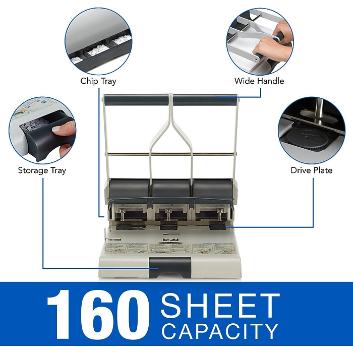 Swingline High Capacity Desktop Adjustable Hole Punch, 160 Sheet