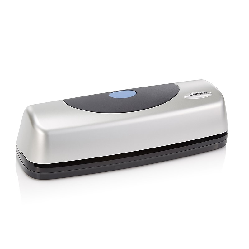 Swingline Electric Portable Electric Desktop 3-Hole Punch, 15 Sheet Capacity, Silver/Black (A7074515) image 1