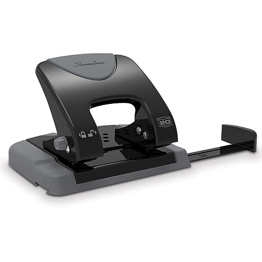 Swingline SmartTouch Low Force 2Hole Punch, 20 Sheet Capacity, Black