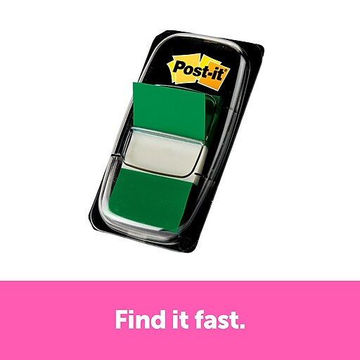 Postit® Flags Value Pack, 1" Wide, Green, 600 Flags/Pack (680GN12) at Staples