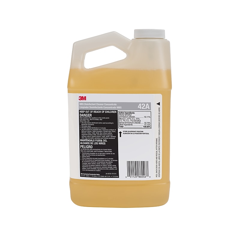 3M MBS Disinfectant Cleaner Concentrate, No Fragrance, 0.5 Gallon, 4/Carton (42A) image 1