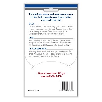 ComplyRight FAST FILE Card for 25 Users, E-File for PC and MAC (FASTFILE25)