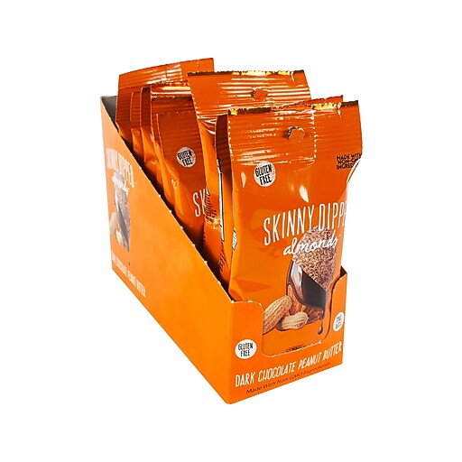 SKINNY DIPPED ALMONDS Nuts, Dark Chocolate Peanut Butter, 1.5 Oz., 10
