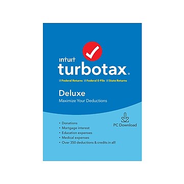 Intuit TurboTax Deluxe Fed, E-File, and State 2019 for 1 User, Windows, Download (0607306)