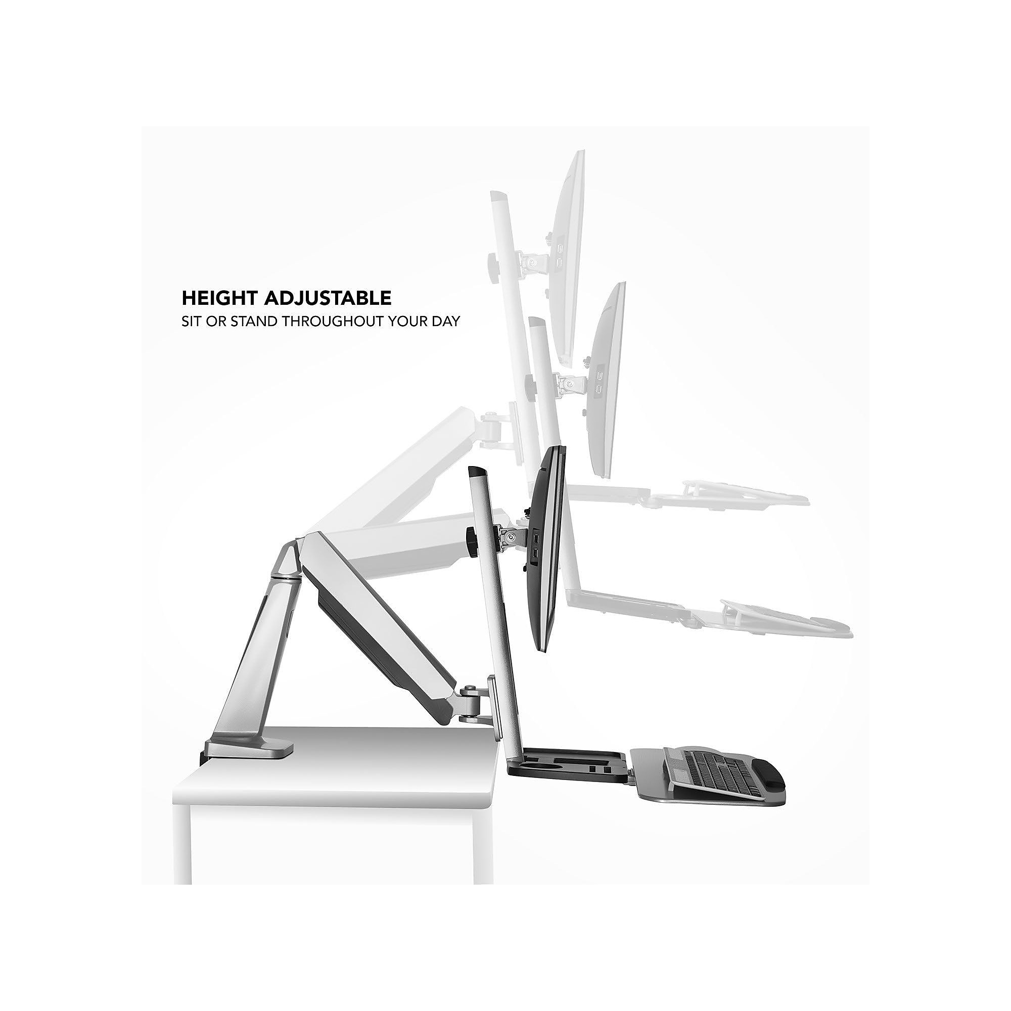 Mount-It! 26″W Adjustable Standing Desk Mount, Silver (MI-7903) Sansujyuku sansujyuku.com