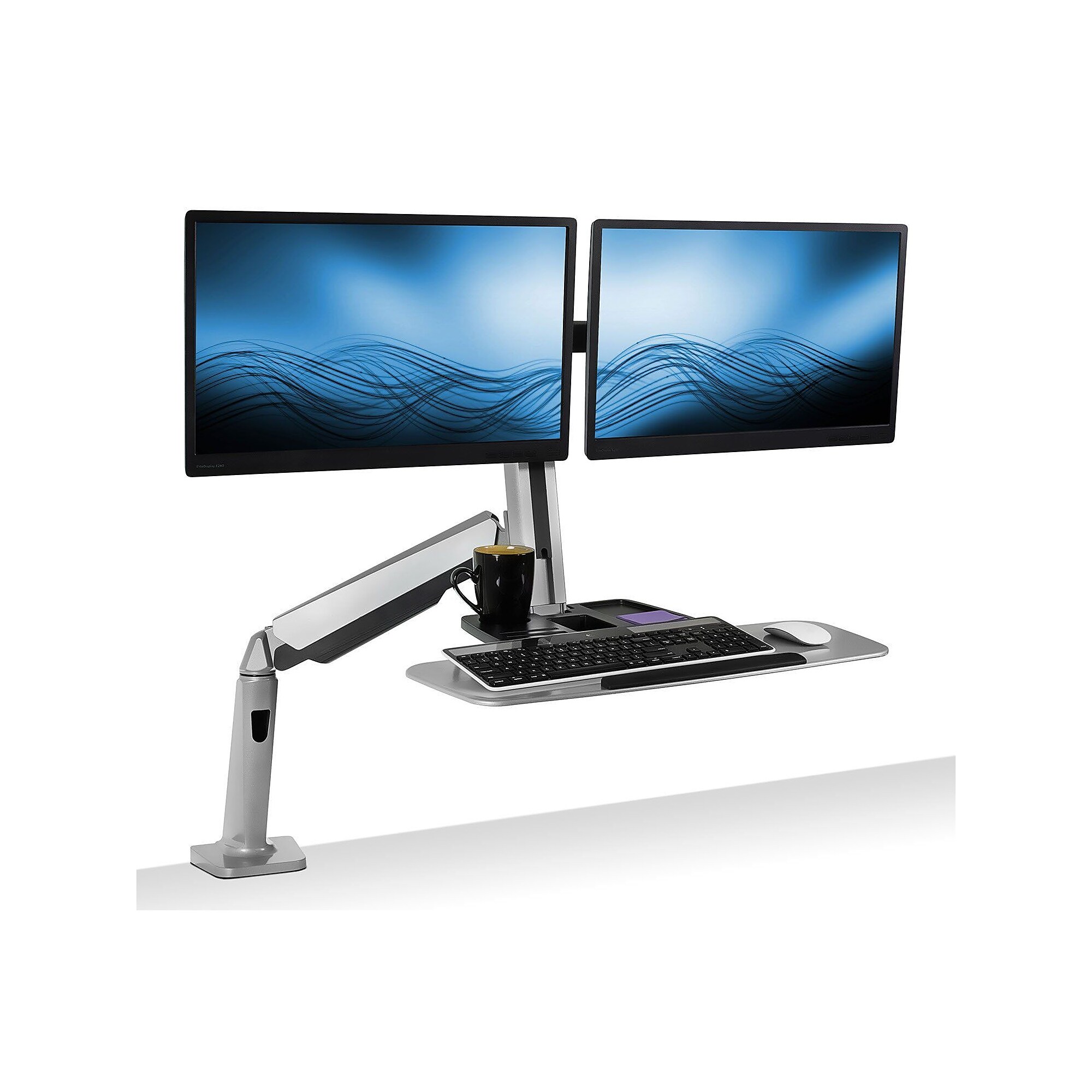 Mount-It! Dual Monitor Sit-Stand Workstation, Height Adjustable Desk Converter with Full Motion Arm (MI-7904) Sansujyuku sansujyuku.com