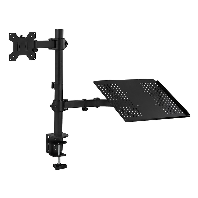 Mount-It! Laptop Desk Stand and Monitor Mount for 17" Laptops and 13"-27" Monitors, Black (MI-4352LTMN) image 1