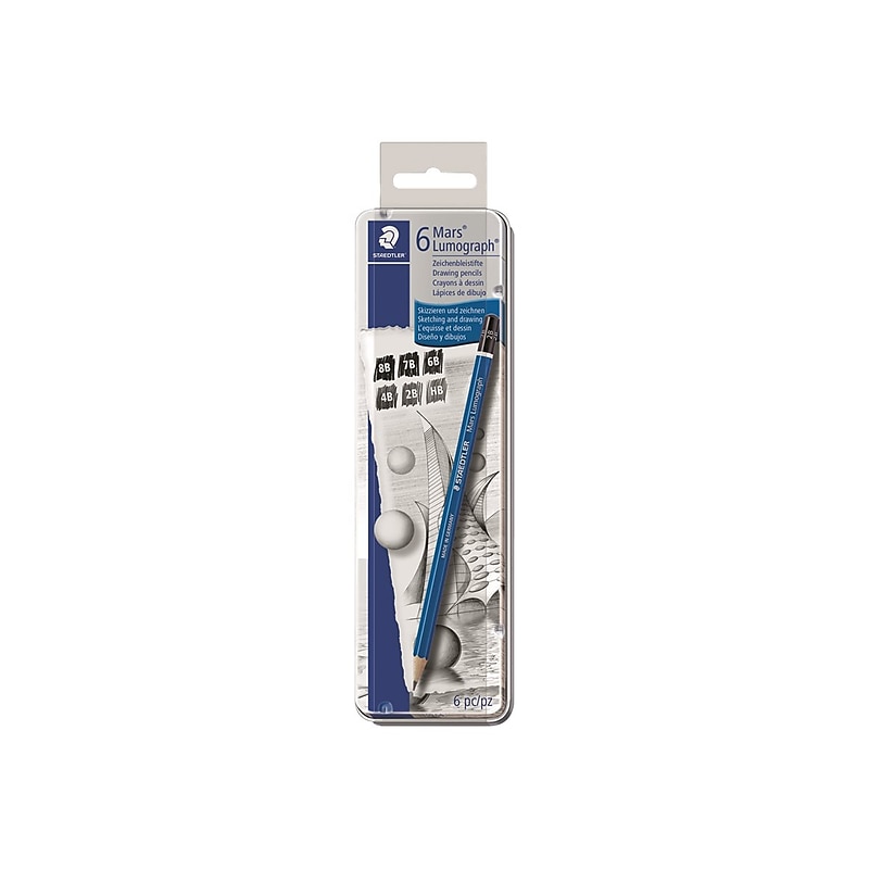 Staedtler Mars Lumograph Wooden Pencils, No. 2 Assorted Leads, 6/Pack (100G6A6NA) image 1