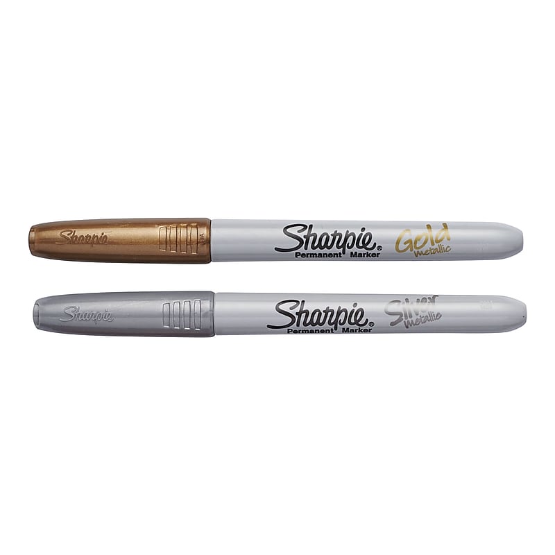 Sharpie Permanent Markers, Fine Tip, Assorted Metallic Inks, 2/Pack (1829202) image 1