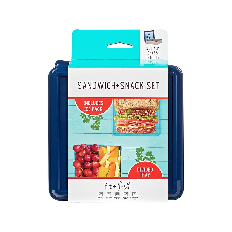 Fit & Fresh Sandwich & Snack Set Storage Container, Blue (334FF) image 1