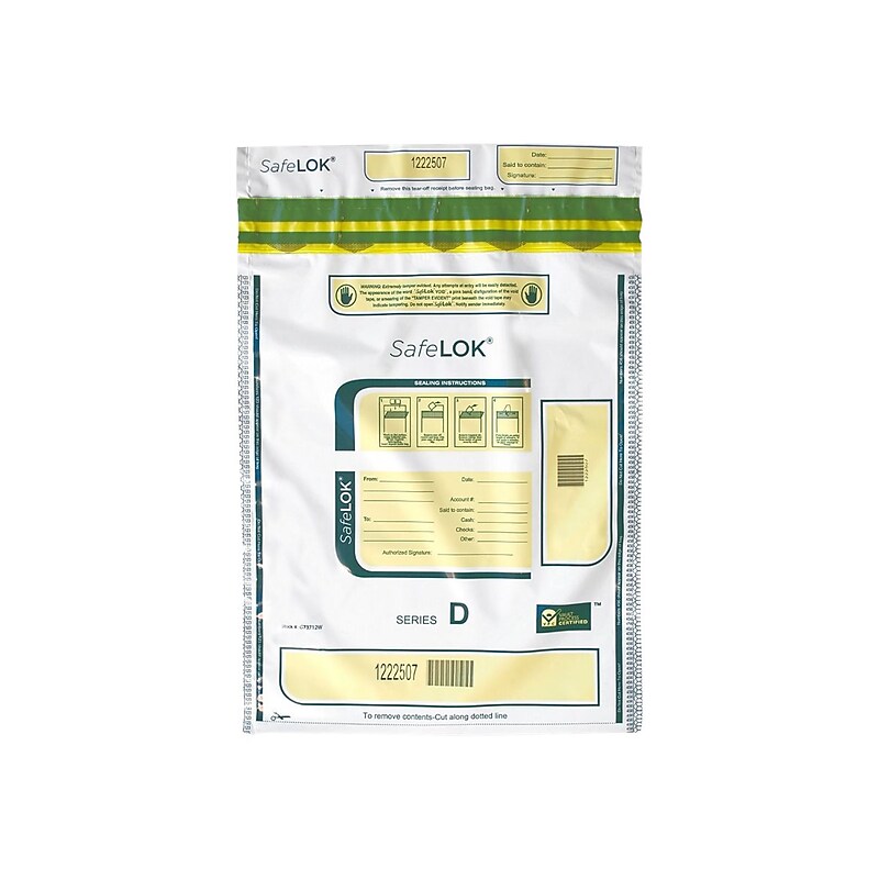 SafeLok Series D Deposit Bags, White, 100/Pack (585094) image 1