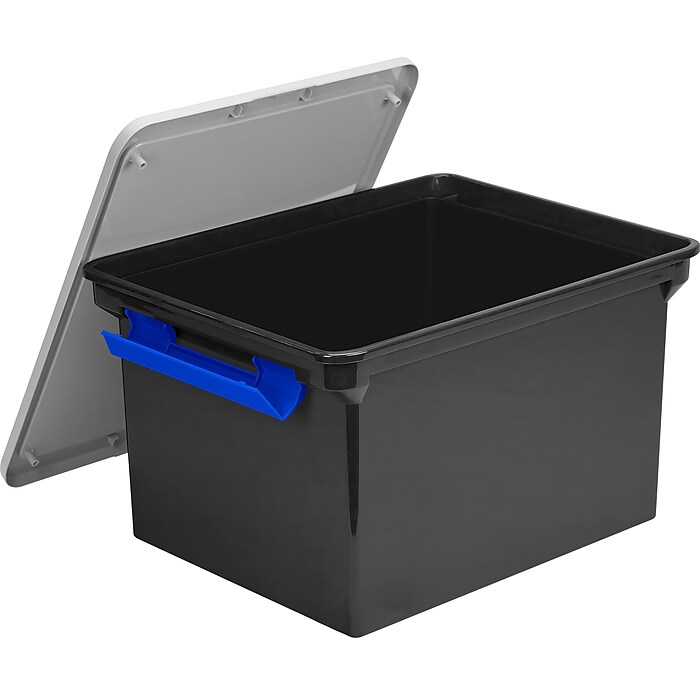 Storex Letter/Legal Portable File Tote Storage Box With Locking