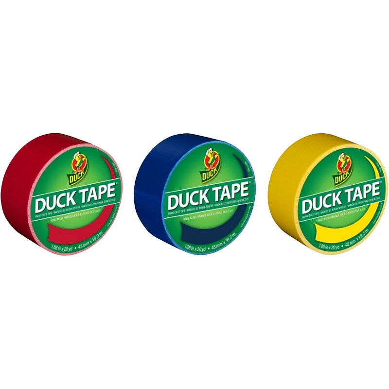 Duck Heavy Duty Duct Tape, 1.88" x 20 Yds., Assorted Colors, 3 Rolls/Pack (DUCKPRM3PK-STP) image 1