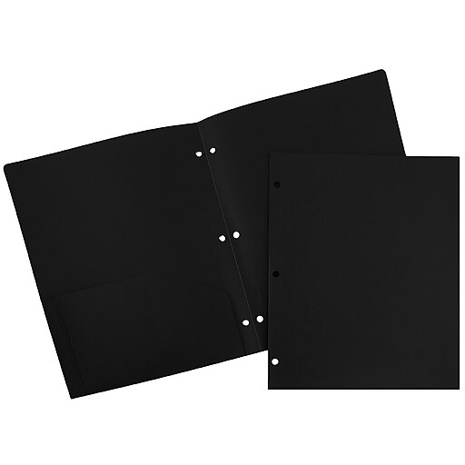 JAM Paper Heavy Duty 3Hole Punched 2Pocket School Folder, Black, 6/Pack (383HHPbub) Staples
