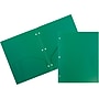 JAM Paper Heavy Duty Plastic 3 Hole Punch Two-Pocket Folders, Green, 6/Pack (383HHPGRB)~#|#~sp71001434_sc7