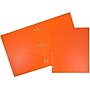 JAM Paper Heavy Duty 3 Hole Punch Two-Pocket Plastic Folders, Orange, 6/Pack (383HHPORB)~#|#~sp71001449_sc7